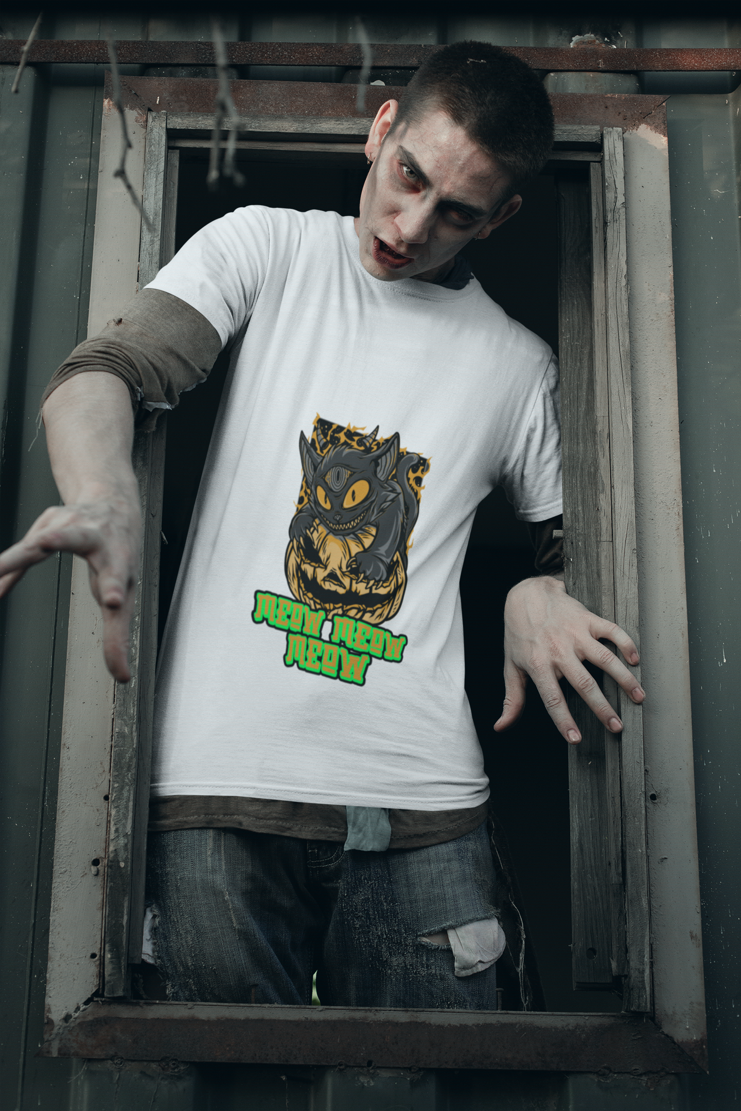 Halloween -  Cat & Pumpkins T-Shirt – meow meow meow